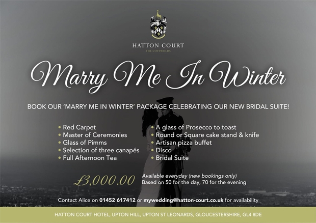 Marry Me In Winter Package available to book at Hatton Court Hotel in Gloucestershire: Image 1