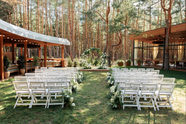 Wedding set up in a wood