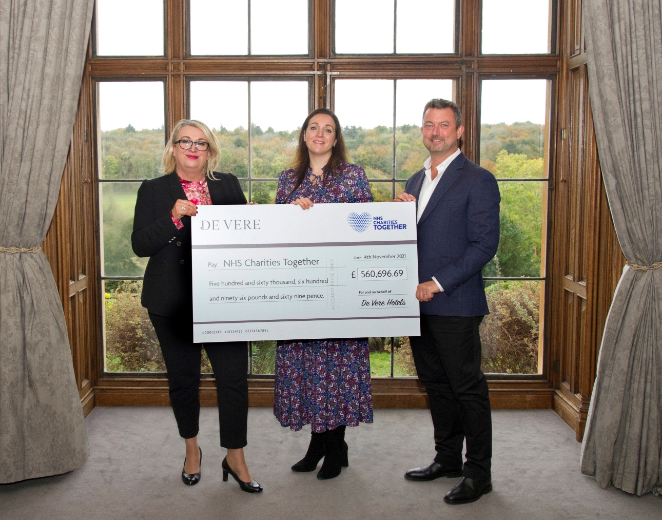 De Vere donates over half a million pounds to NHS Charities Together CEO and CFO