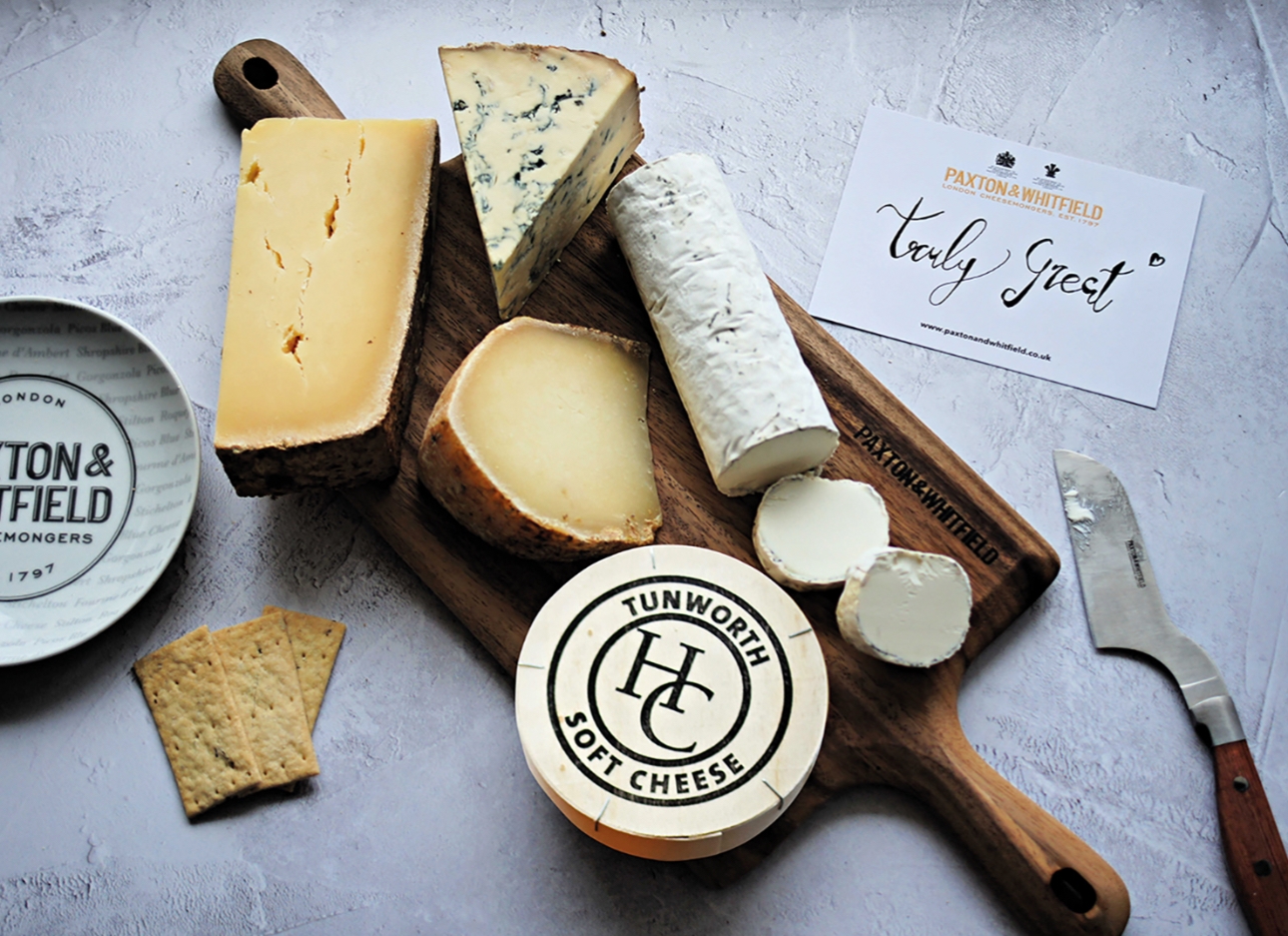 A selection of cheese by Paxton & Whitfield