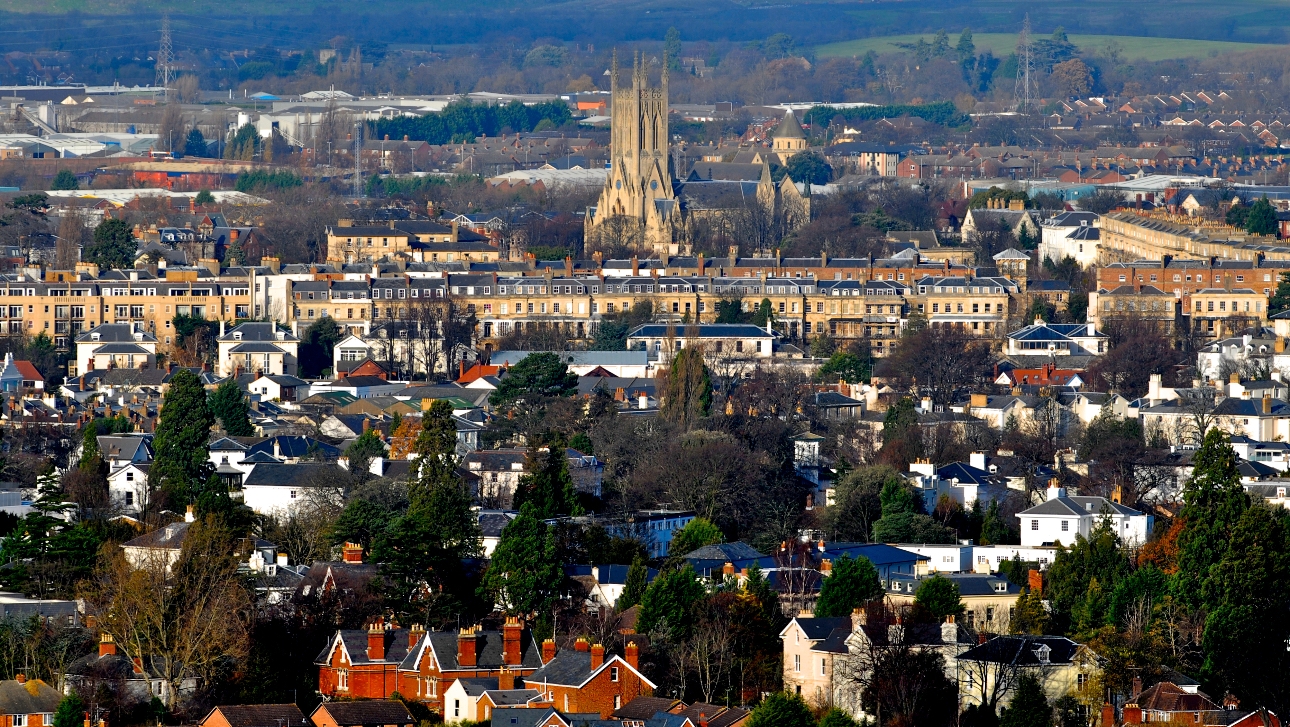 A view of Cheltenham and the surrounding Cotswolds