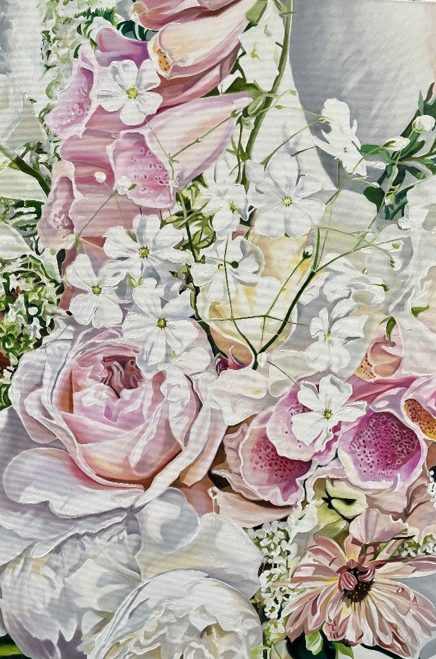 An oil painting of wedding flowers
