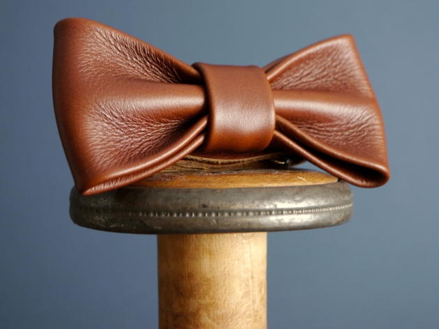 Handmade leather bow tie from Cheltenham-based Kingsley Leather