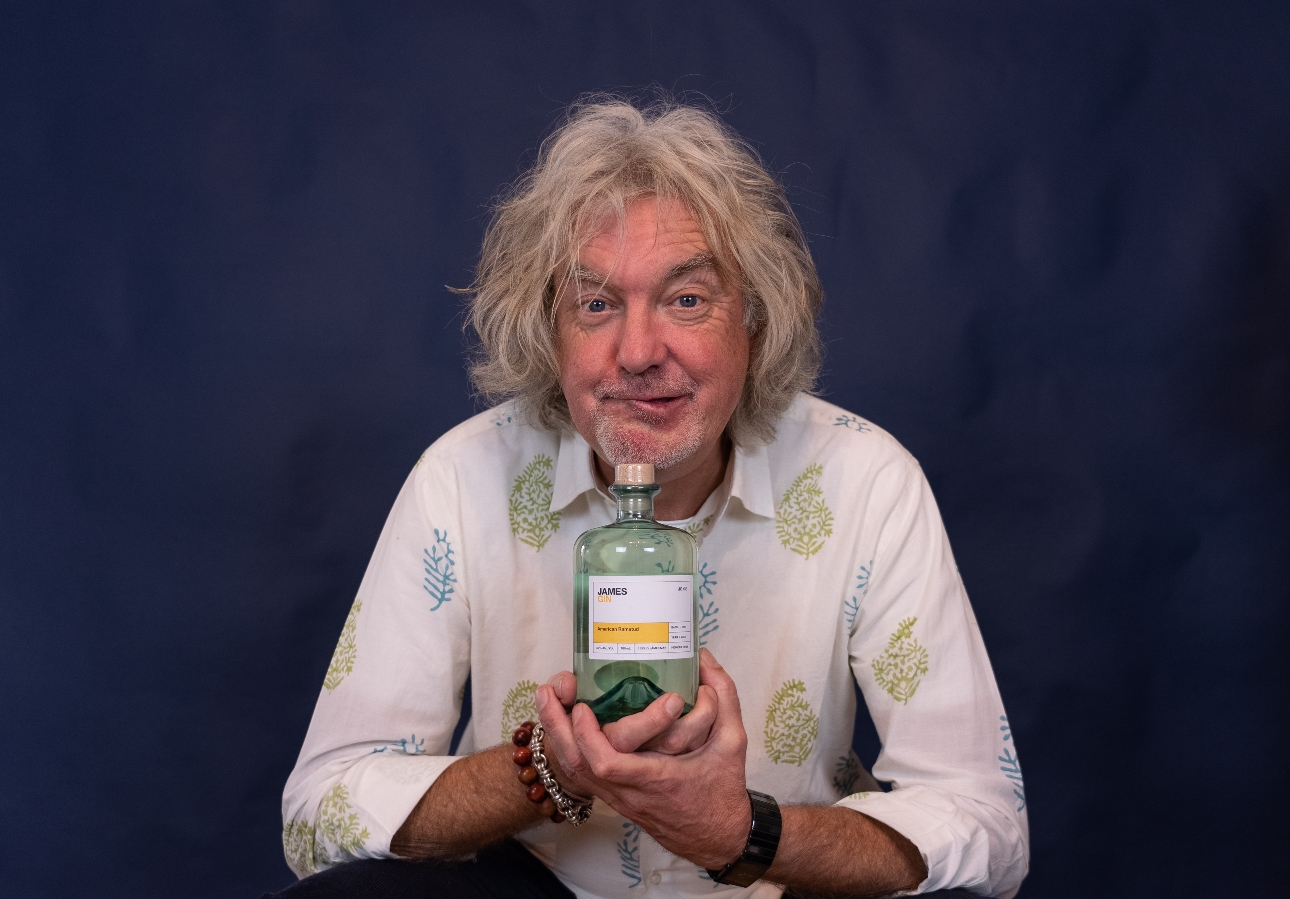 James May with a bottle of his gin