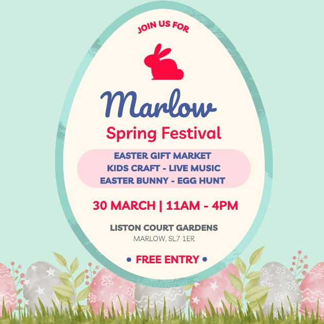 Flyer for Liston Court Gardens to host Marlow Spring Festival this Easter